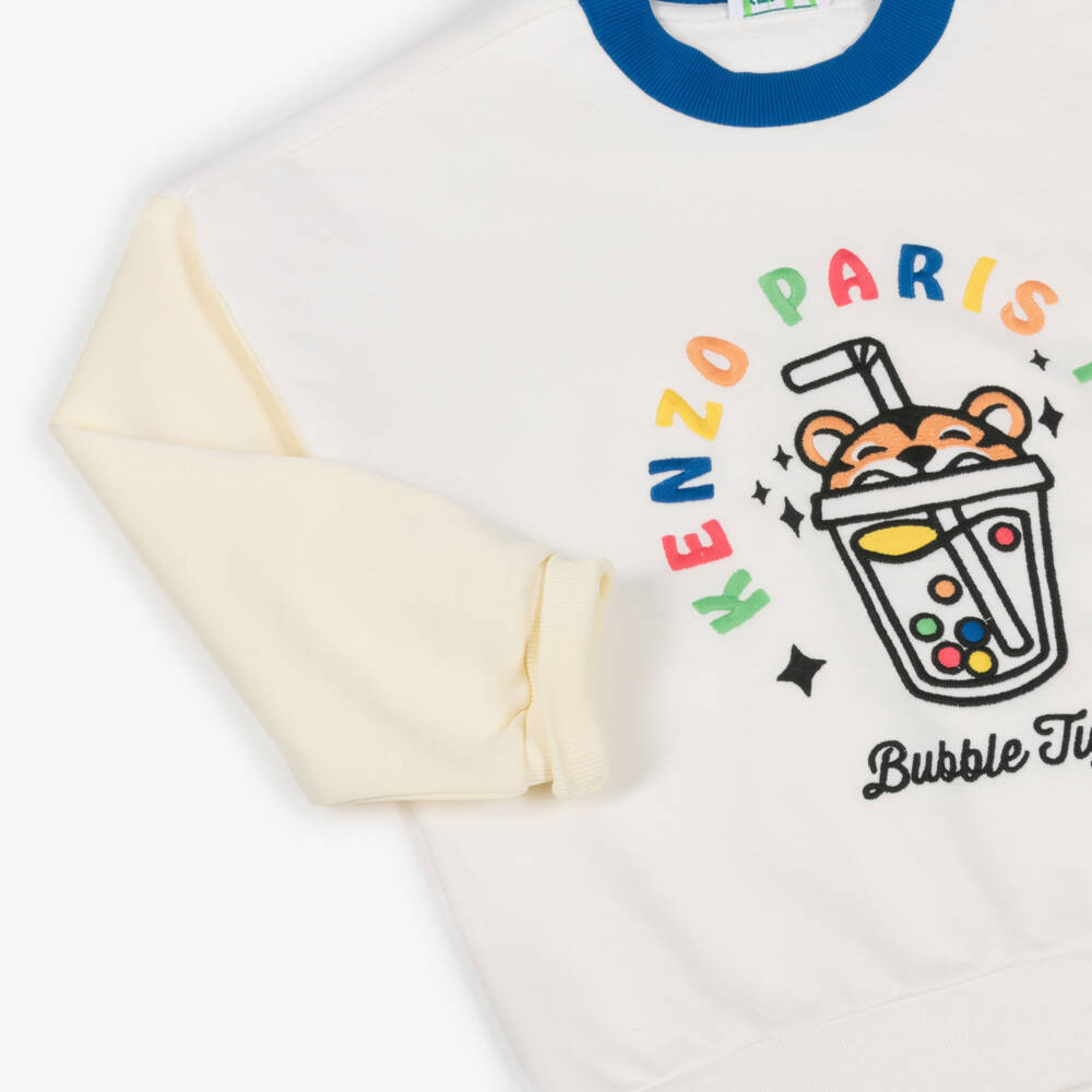 KENZO KIDS-White Bubble Tiger Sweatshirt | Childrensalon Outlet