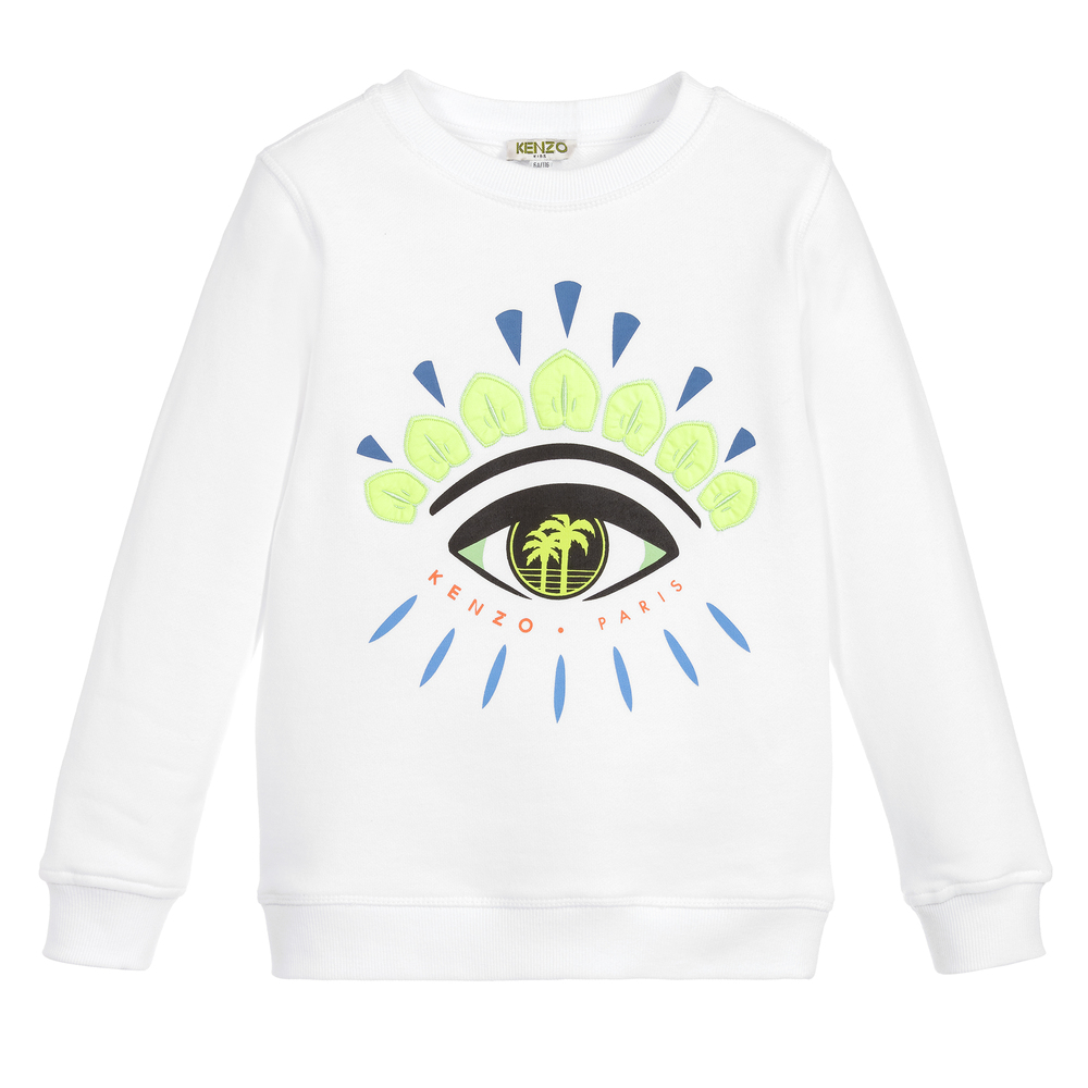 KENZO KIDS - White Cotton Eye Sweatshirt | Childrensalon