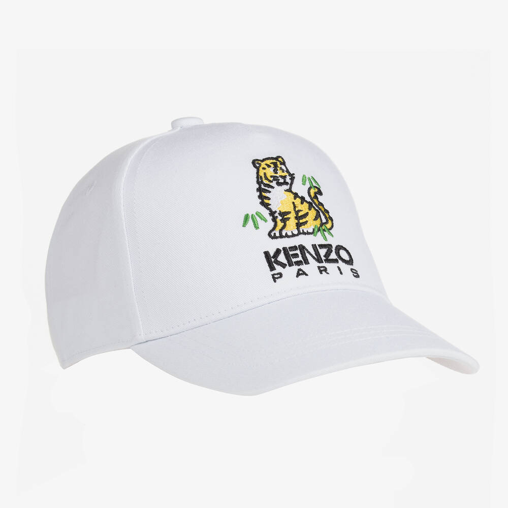 KENZO KIDS - White Cotton KOTORA Tiger Cap | Childrensalon