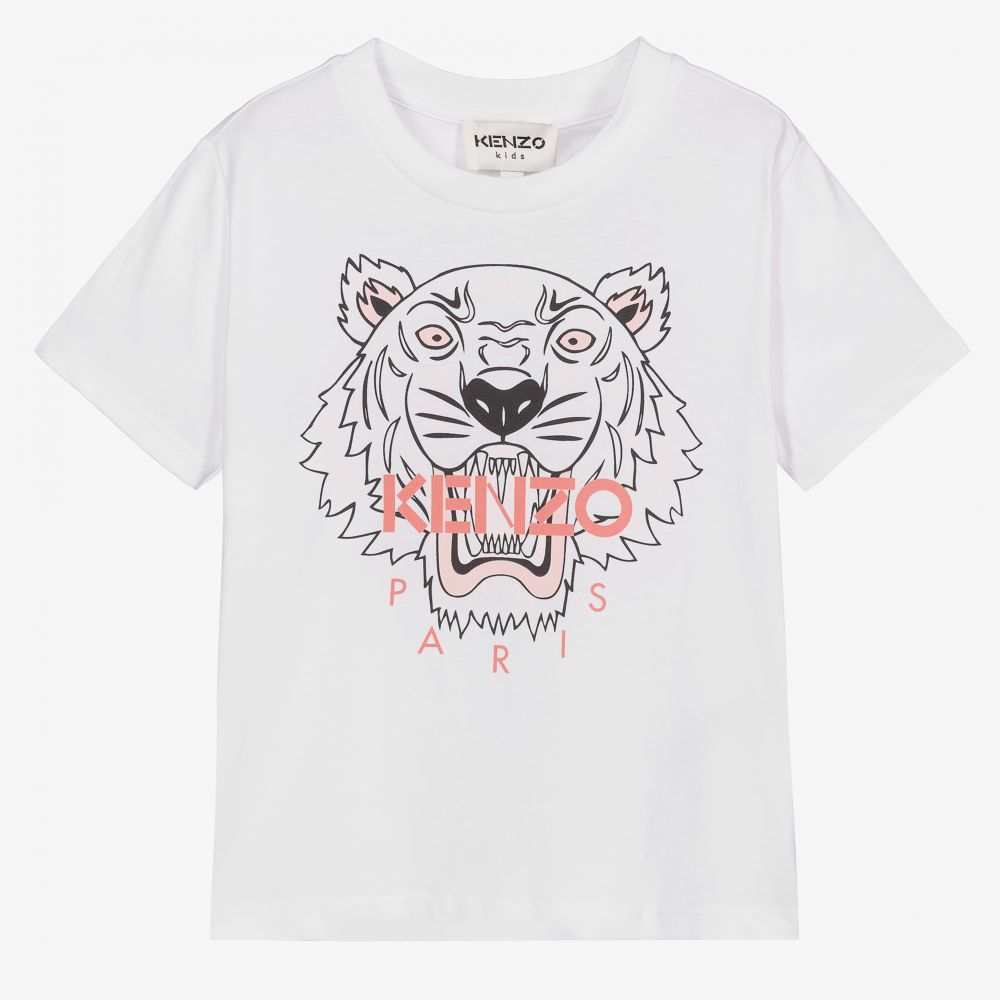 KENZO KIDS - White Cotton Tiger T-Shirt | Childrensalon