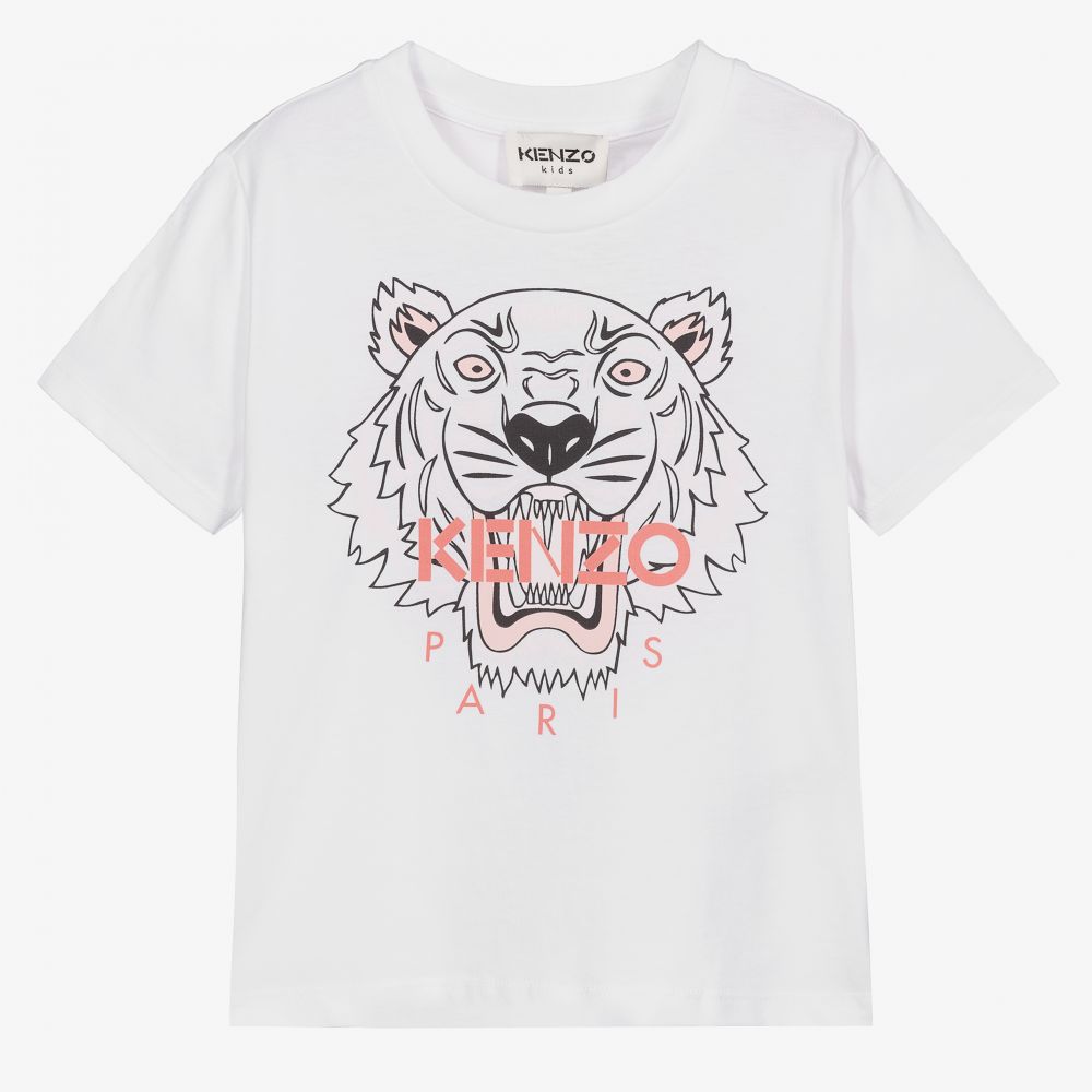 KENZO KIDS - Weißes Baumwoll-T-Shirt mit Tigermotiv | Childrensalon