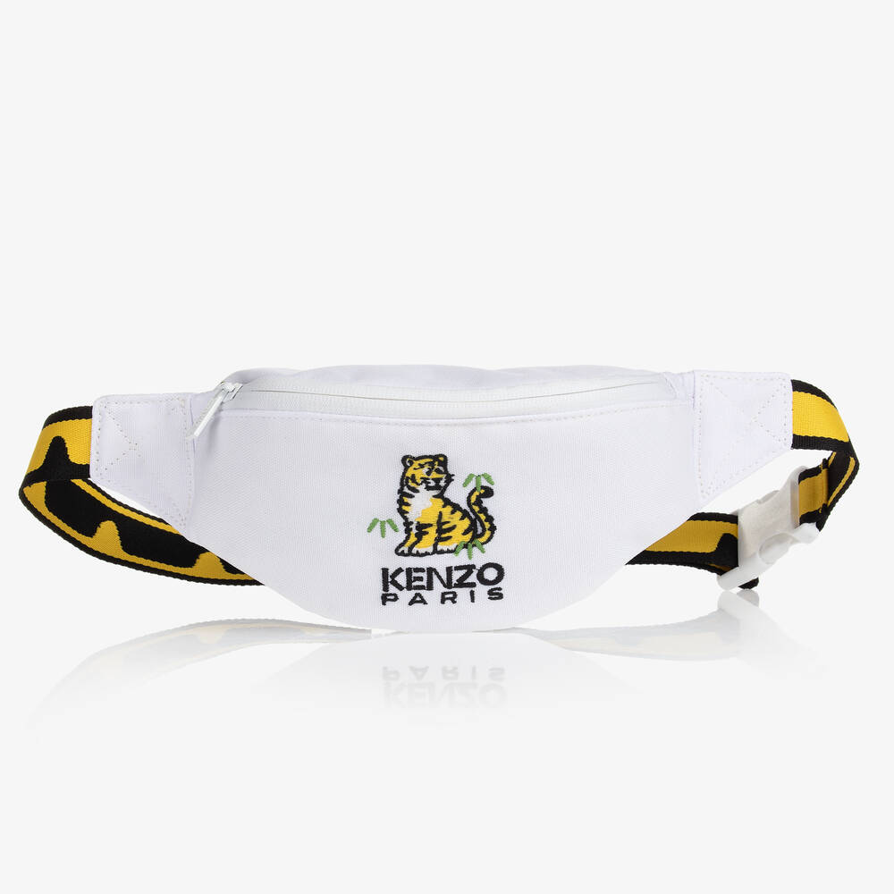 KENZO KIDS - White KOTORA Tiger Belt Bag (20cm) | Childrensalon