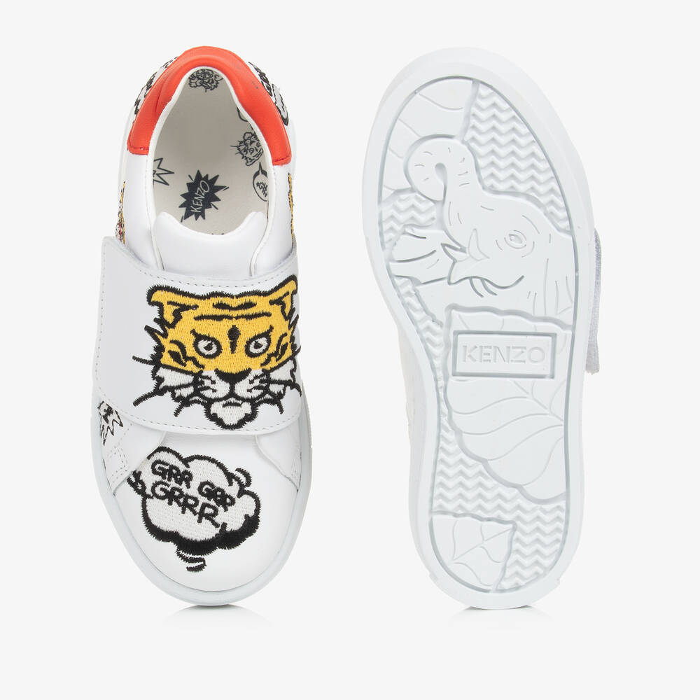 KENZO KIDS-ترينرز بشريط لاصق جلد لون أبيض | Childrensalon Outlet