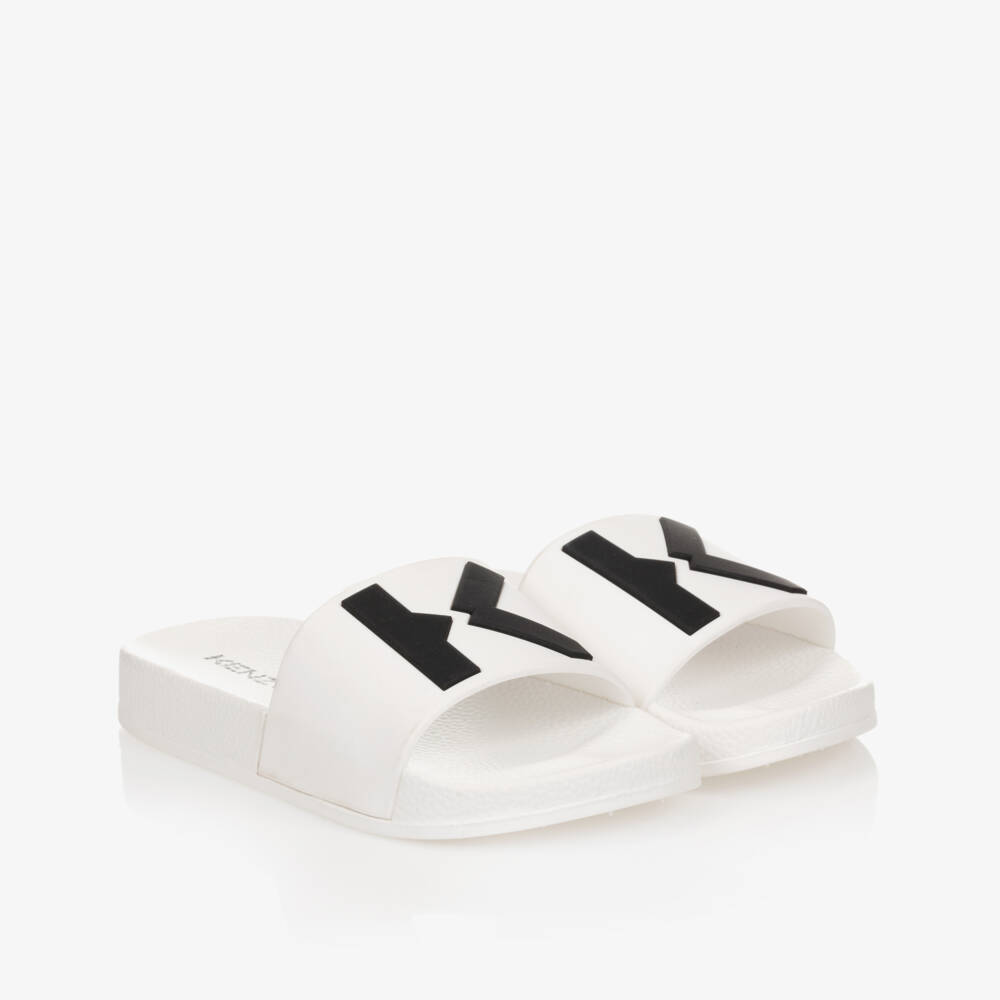 KENZO KIDS-White Logo Sliders | Childrensalon Outlet