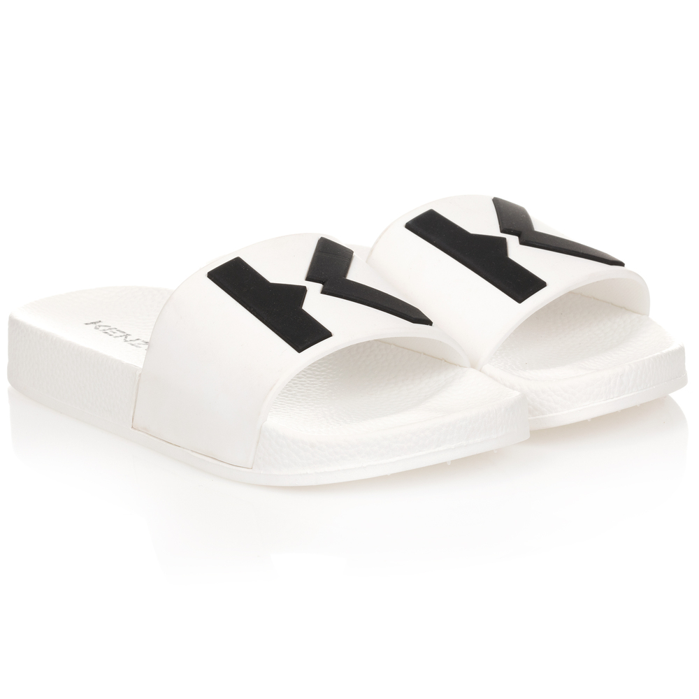 KENZO KIDS - White Logo Sliders | Childrensalon