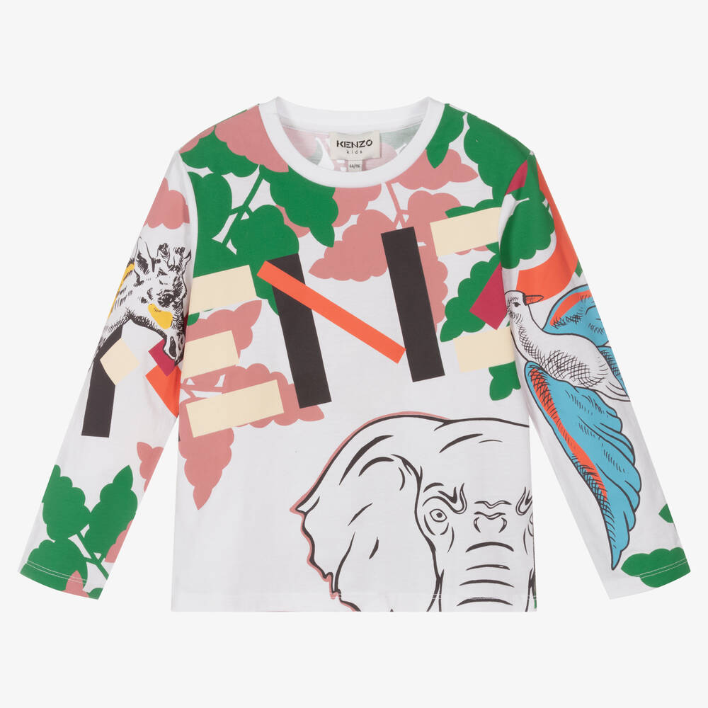 KENZO KIDS - White Multi Iconics Print Top | Childrensalon