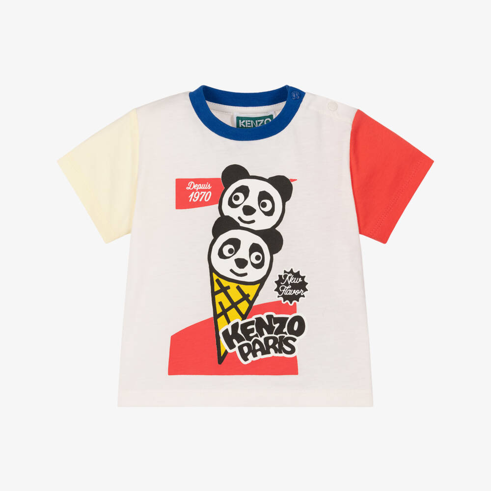 KENZO KIDS-White Panda T-shirt | Childrensalon Outlet