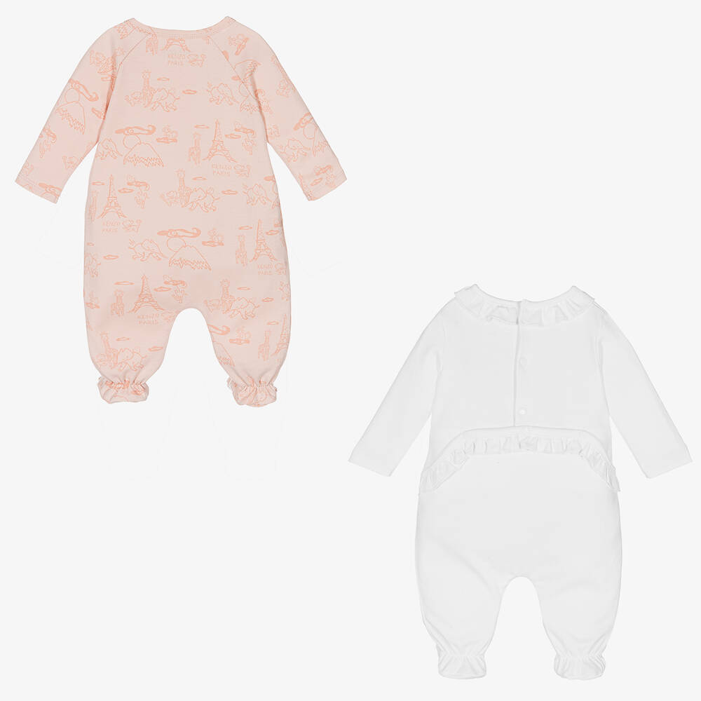KENZO KIDS-Белый и розовый комбинезоны из хлопка (2шт.) | Childrensalon Outlet