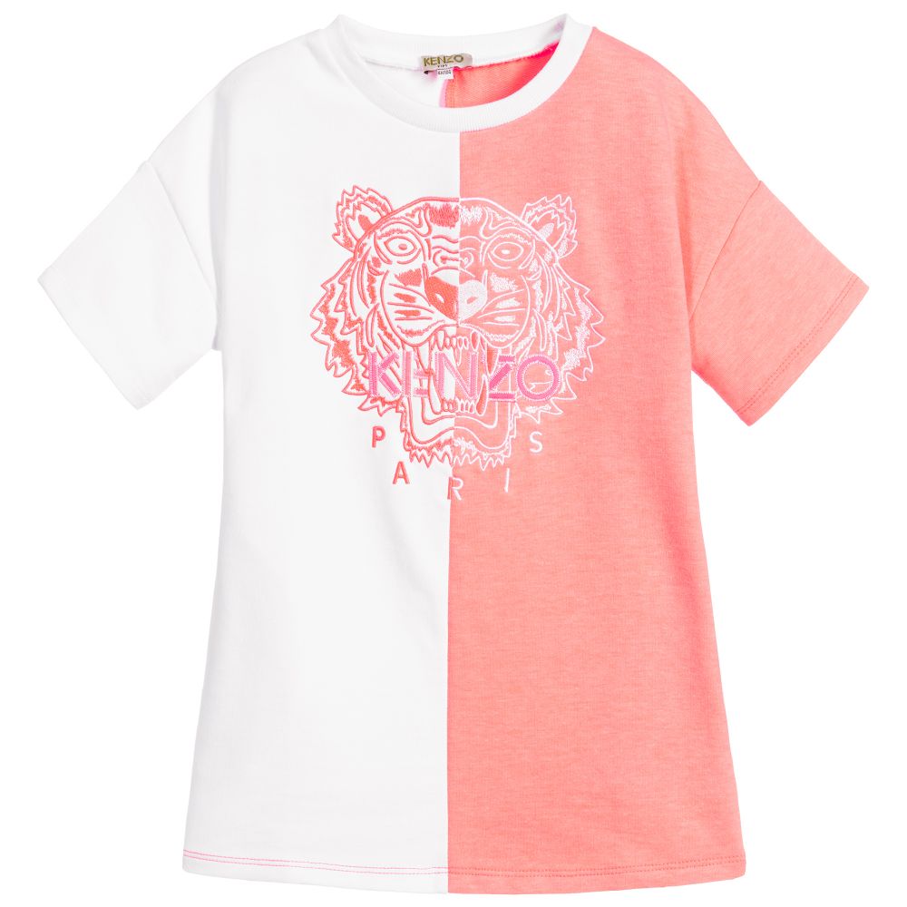 KENZO KIDS - White & Pink Jersey Dress | Childrensalon