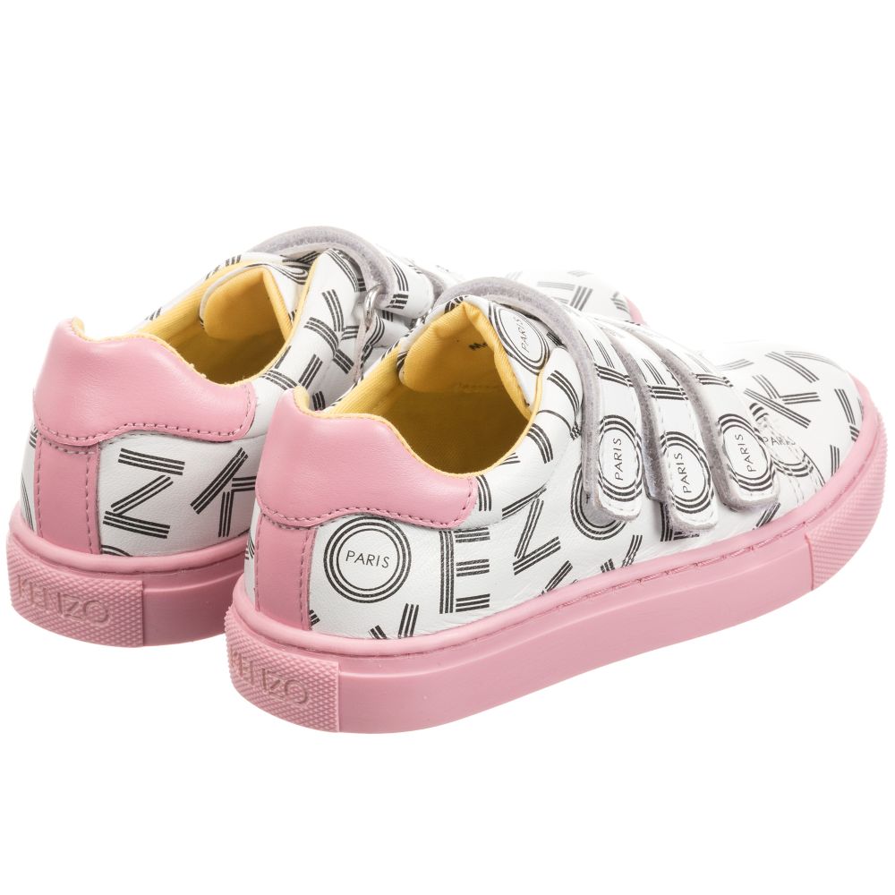 KENZO KIDS - White & Pink Leather Trainers | Childrensalon Outlet