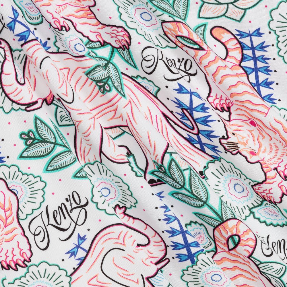 専用！子供服 KENZO KIDS - White & Pink Viscose Dress | Childrensalon Outlet