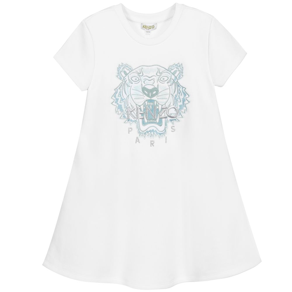 KENZO KIDS - Weißes Jerseykleid mit Tiger | Childrensalon