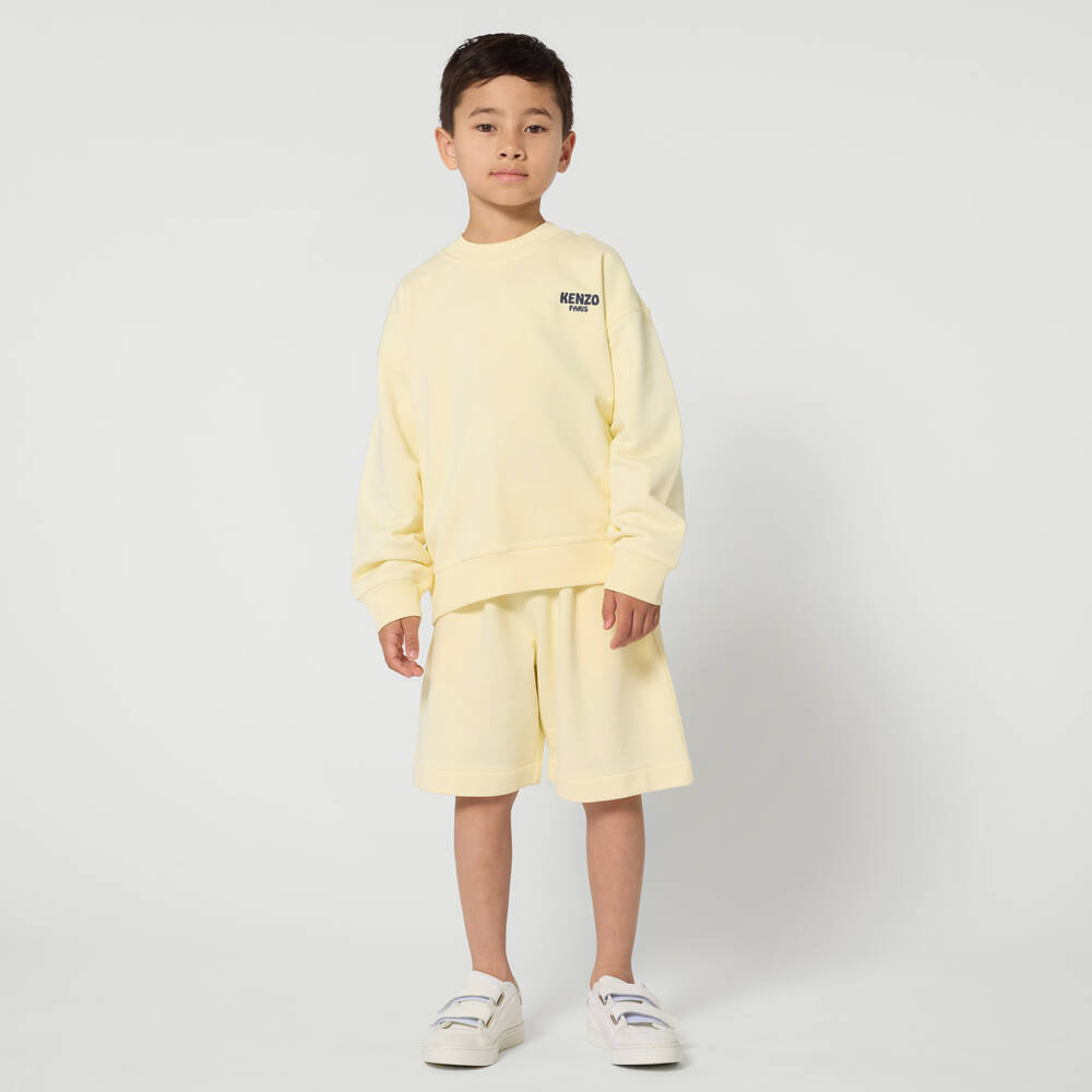 KENZO KIDS-Yellow Logo Shorts | Childrensalon Outlet