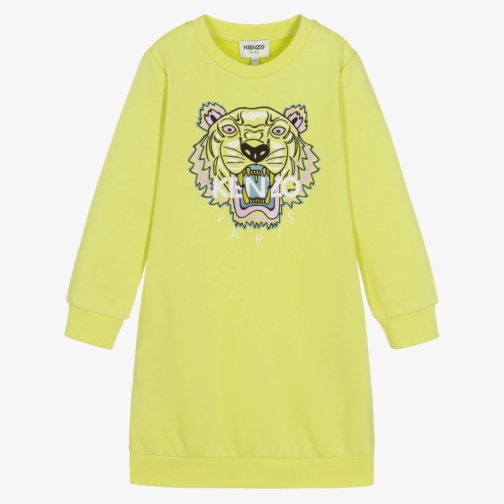 KENZO KIDS - Gelbes Pulloverkleid mit Tiger-Motiv | Childrensalon