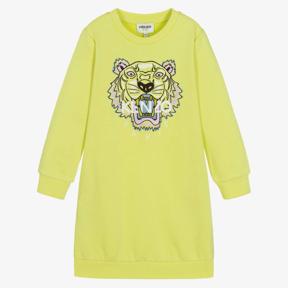 KENZO KIDS - Желтое платье-свитшот с тигром | Childrensalon