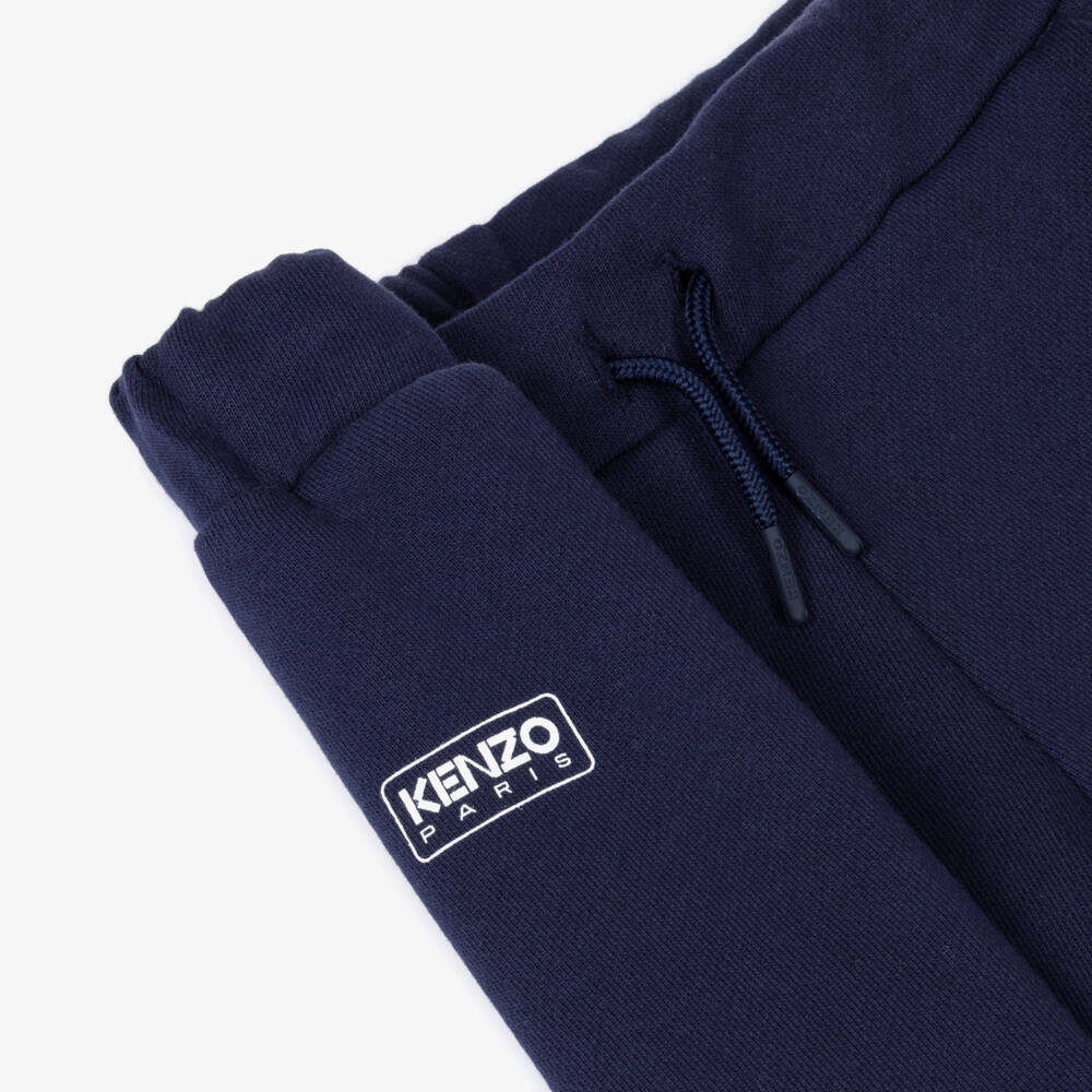 KENZO KIDS-Young Boys Organic Blue Knit Shorts | Childrensalon Outlet
