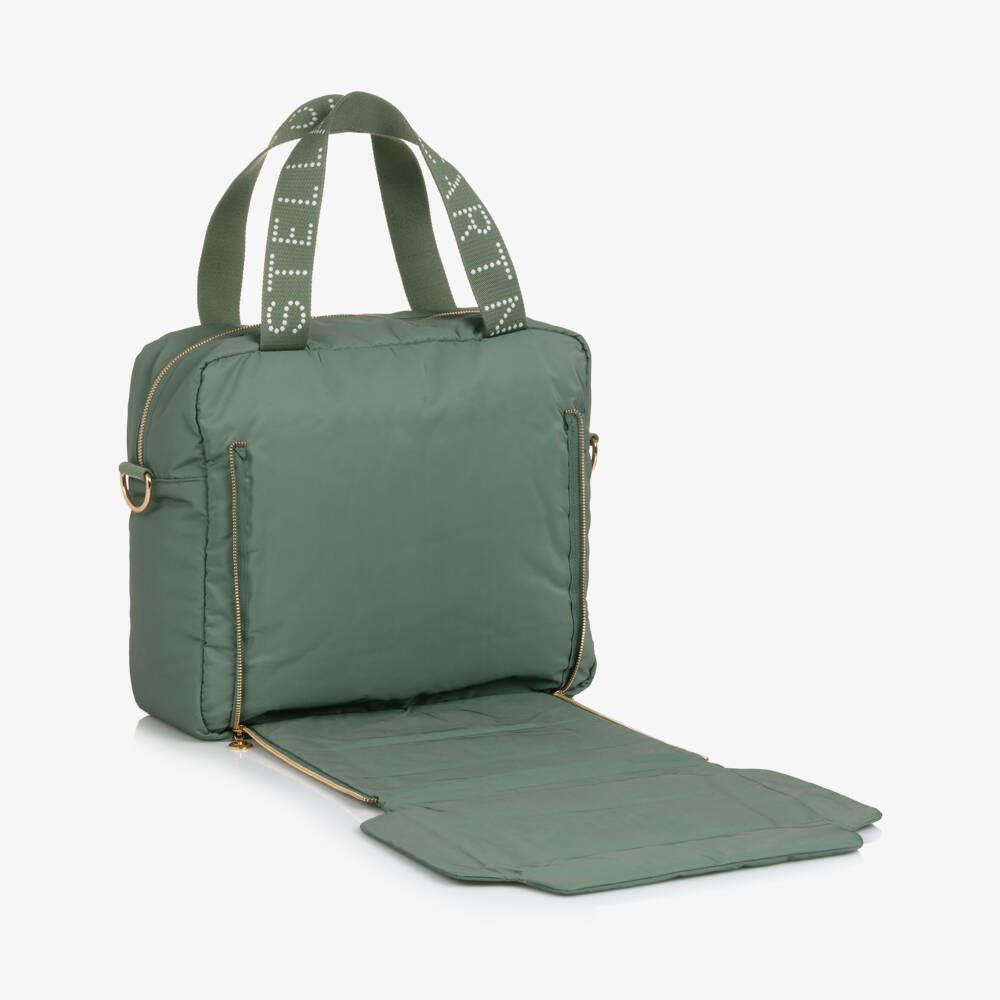 Stella McCartney Kids-Khaki Green Logo Strap Changing Bag (34cm) | Childrensalon Outlet