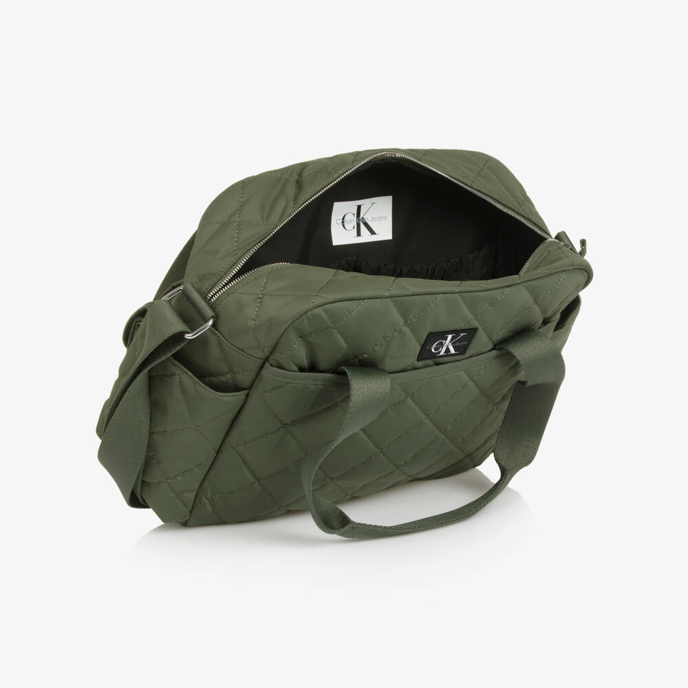 Calvin Klein-Khaki Green Quilted Baby Changing Bag (46cm) | Childrensalon Outlet