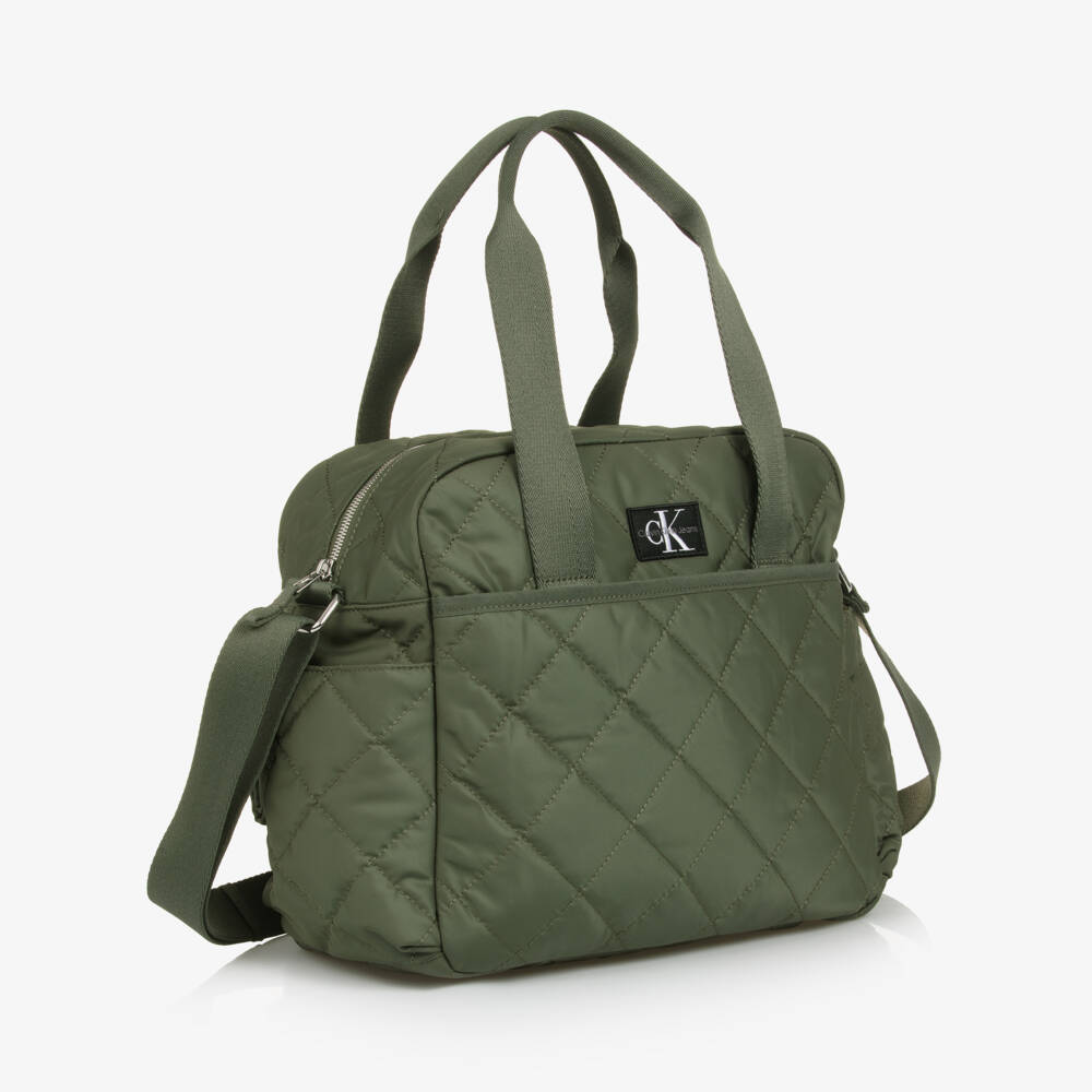 Calvin Klein-Khaki Green Quilted Baby Changing Bag (46cm) | Childrensalon Outlet