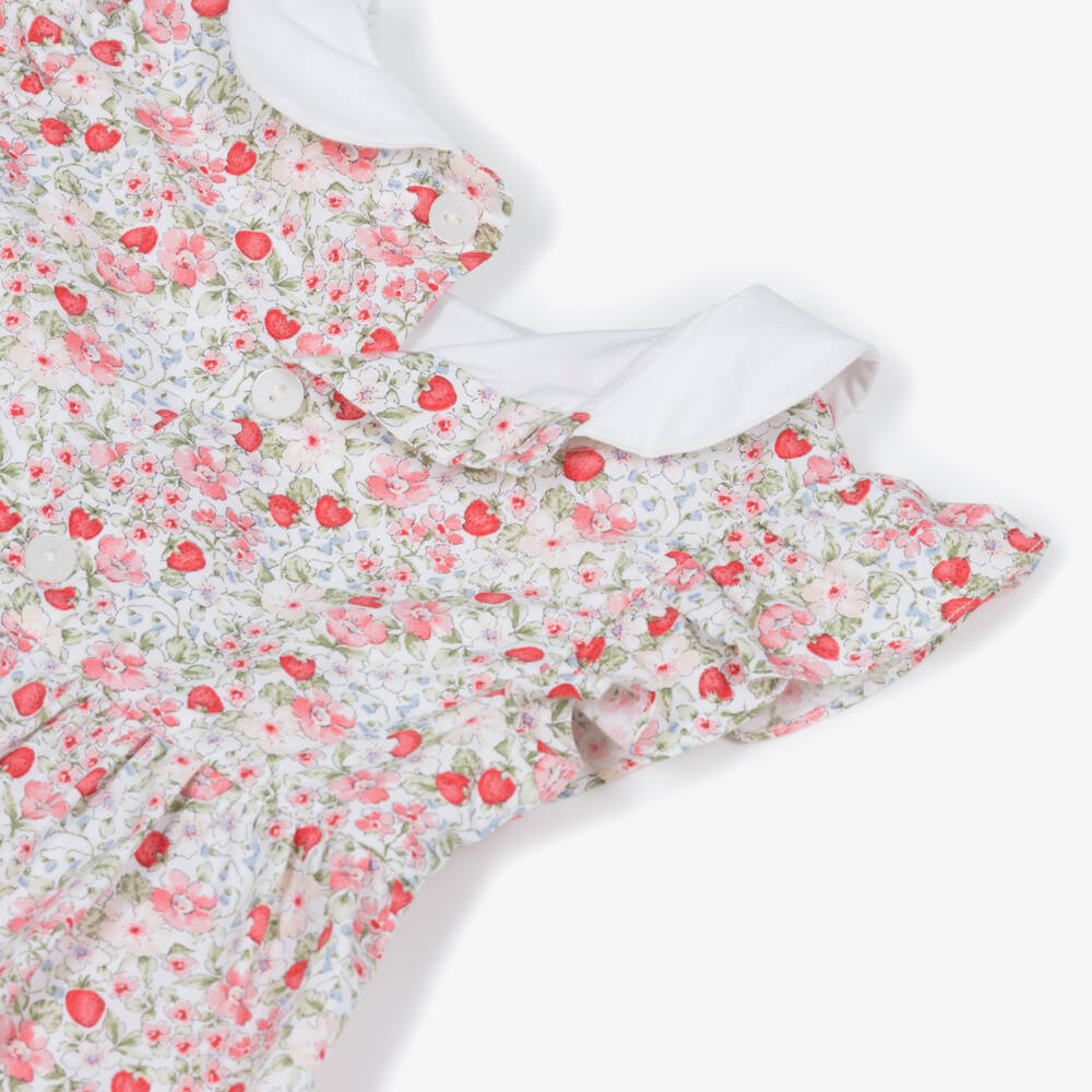 Kidiwi-Baby Girls Red Strawberry & Floral Hand-Smocked Shortie | Childrensalon Outlet