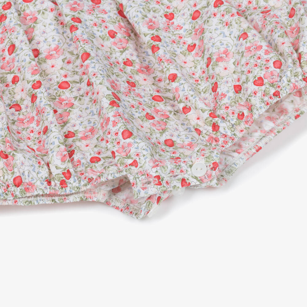 Kidiwi-Baby Girls Red Strawberry & Floral Hand-Smocked Shortie | Childrensalon Outlet