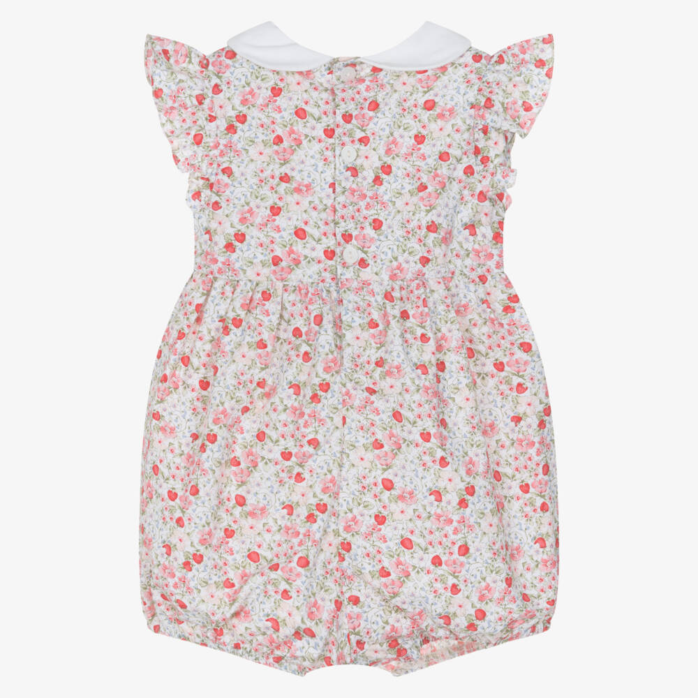 Kidiwi-Baby Girls Red Strawberry & Floral Hand-Smocked Shortie | Childrensalon Outlet