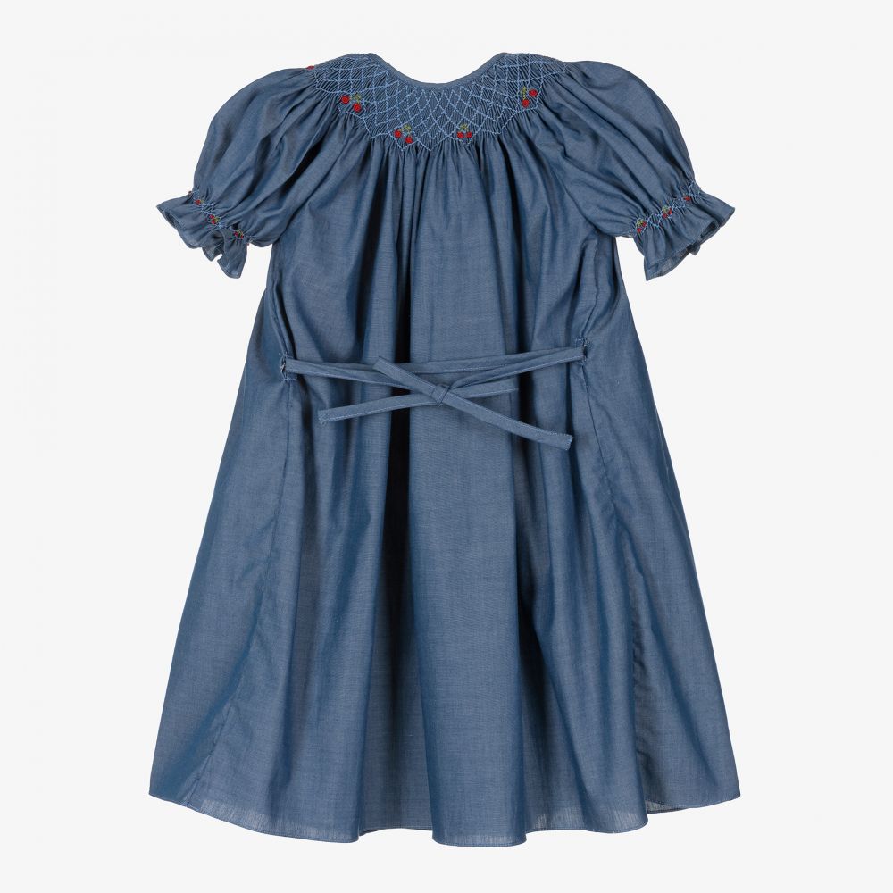 Kidiwi-Blue Chambray Smocked Dress  | Childrensalon Outlet
