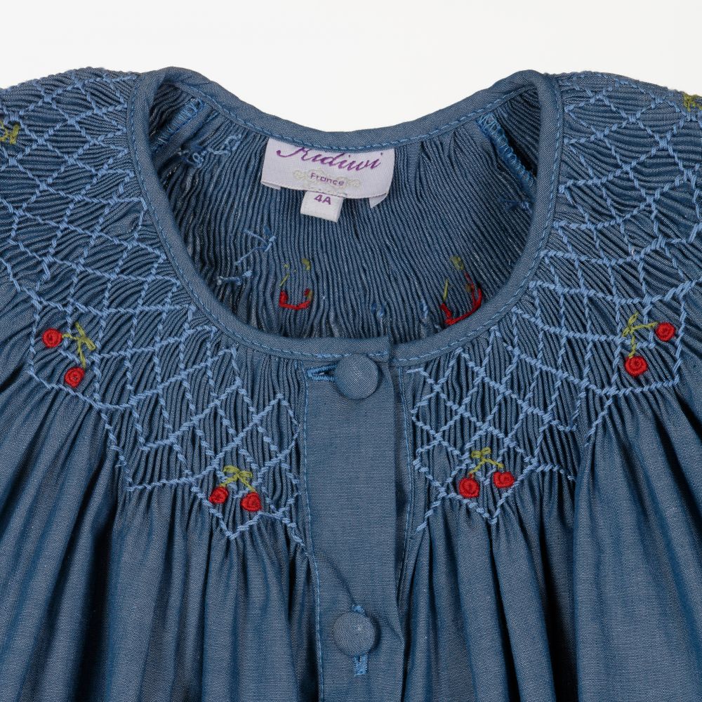 Kidiwi-Blue Chambray Smocked Dress  | Childrensalon Outlet