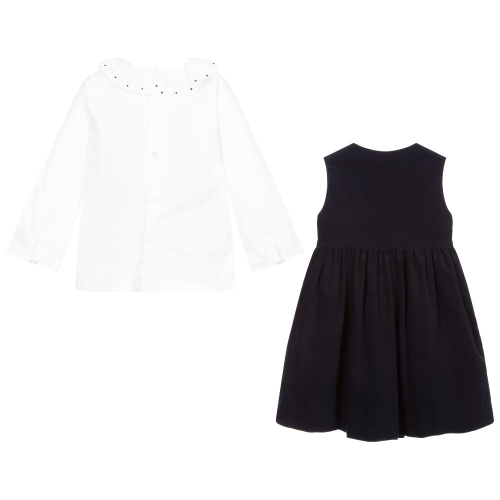 Kidiwi-فستان قطن كوردروي و قيص لون كحلي و أبيض | Childrensalon Outlet