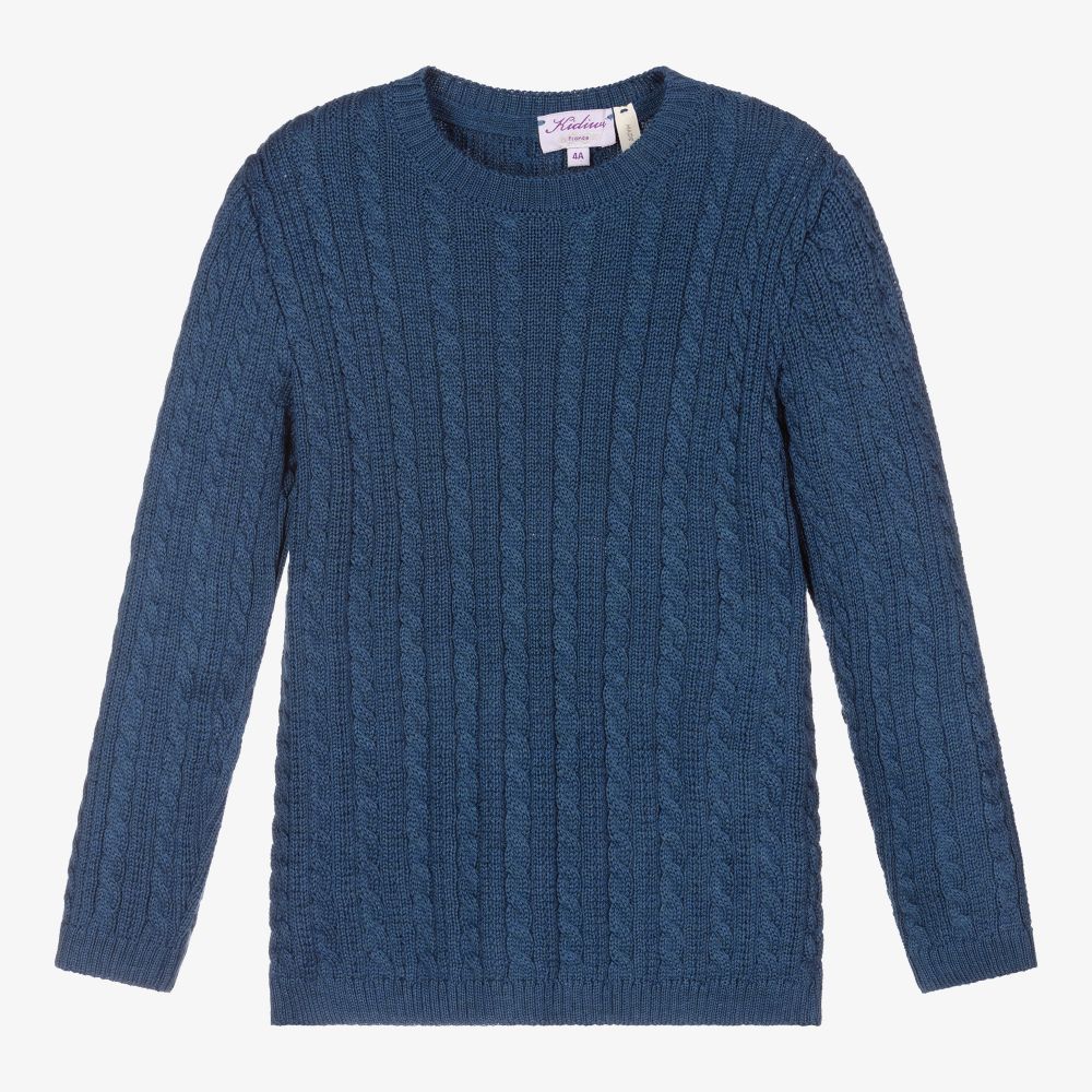 Kidiwi - Blue Knitted Wool Sweater | Childrensalon