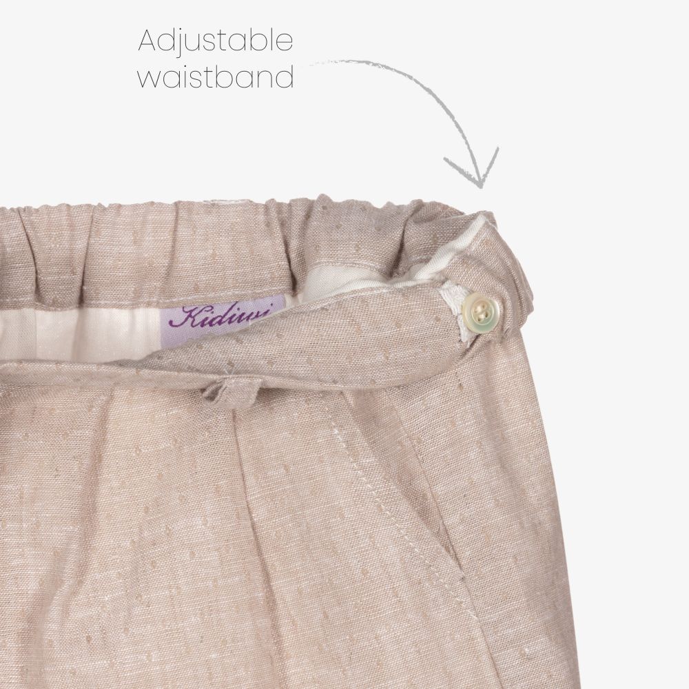Kidiwi-Boys Beige Linen Shorts Set | Childrensalon Outlet