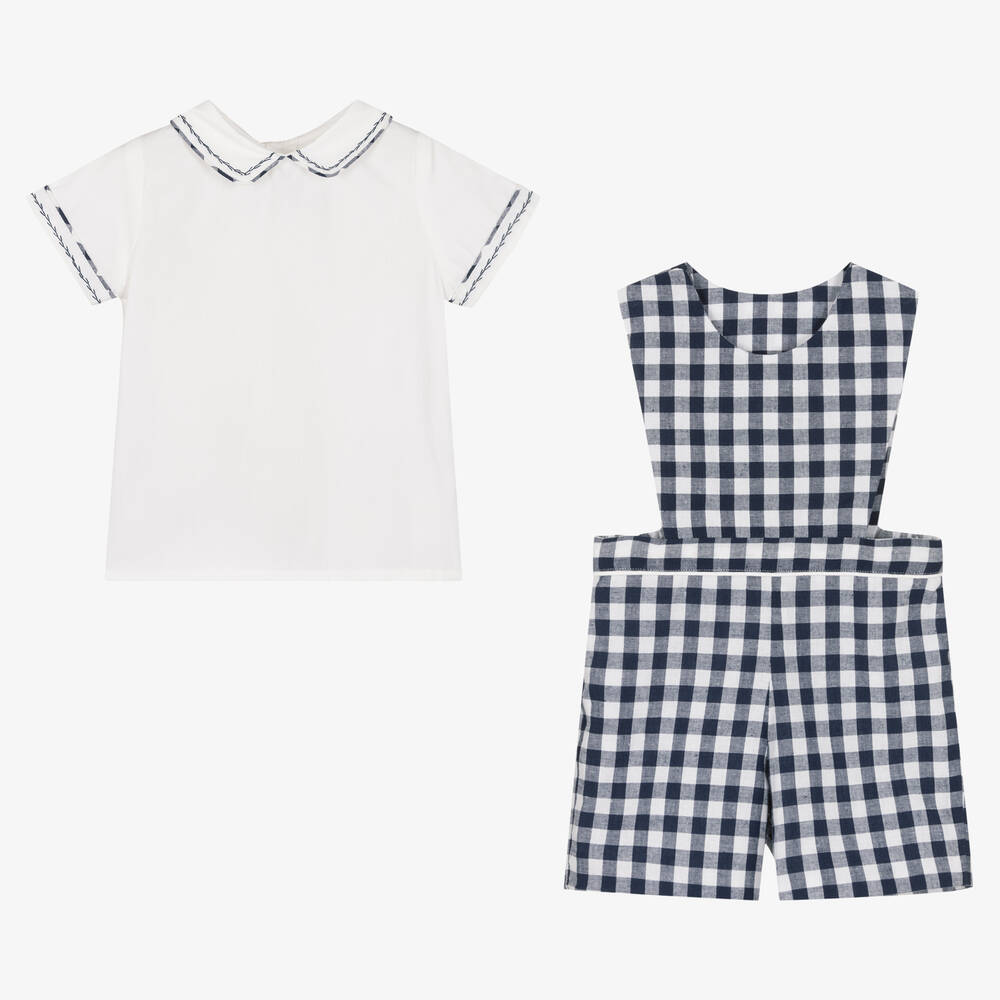 Kidiwi-Топ и синий полукомбинезон в клетку | Childrensalon Outlet