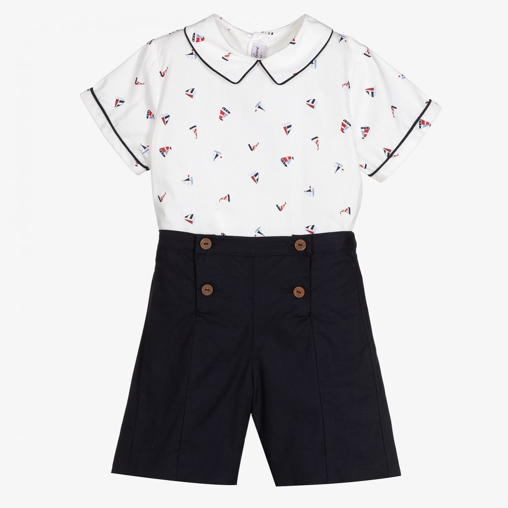 Kidiwi - Blaues Segelboot-Shorts-Set (J) | Childrensalon