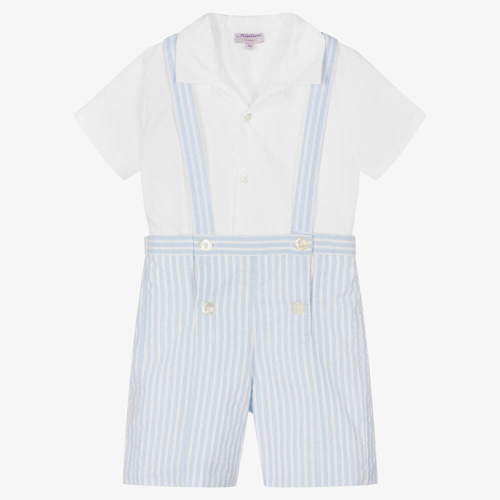 Kidiwi - Ensemble short bleu rayé garçon | Childrensalon