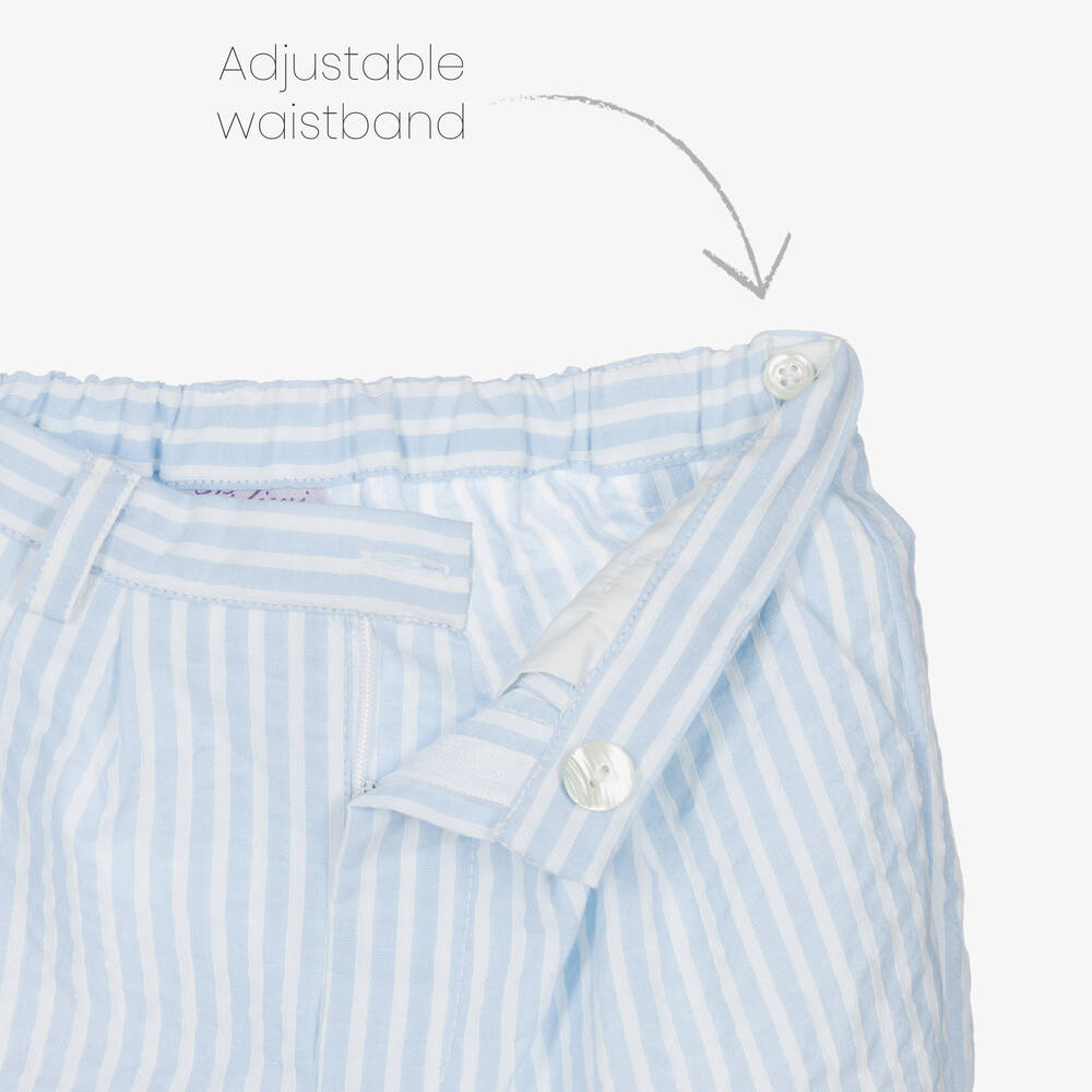 Kidiwi-طقم شورت قطن مقلم لون أزرق للأولاد | Childrensalon Outlet
