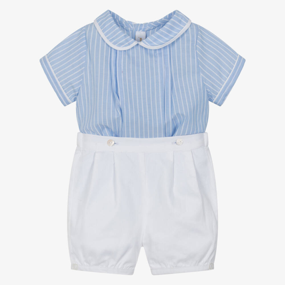 Kidiwi-Boys Blue & White Stripe Buster Suit | Childrensalon Outlet