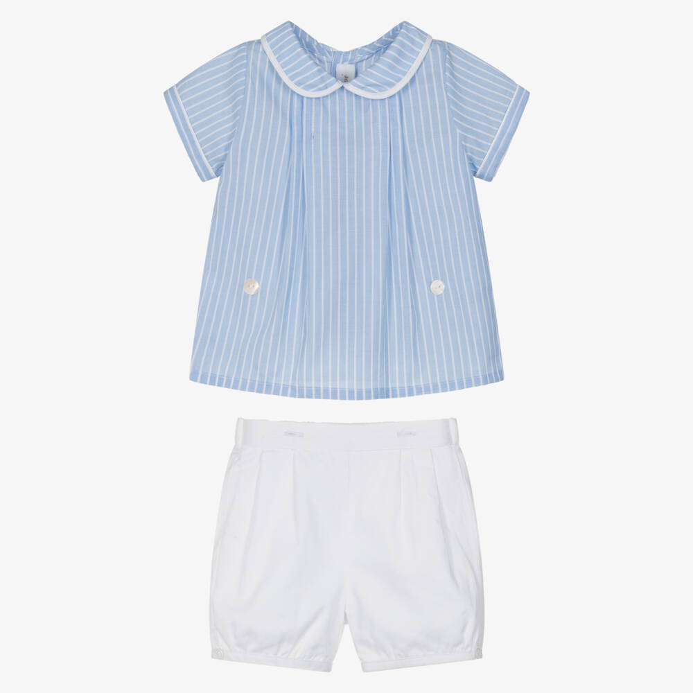Kidiwi-Boys Blue & White Stripe Buster Suit | Childrensalon Outlet