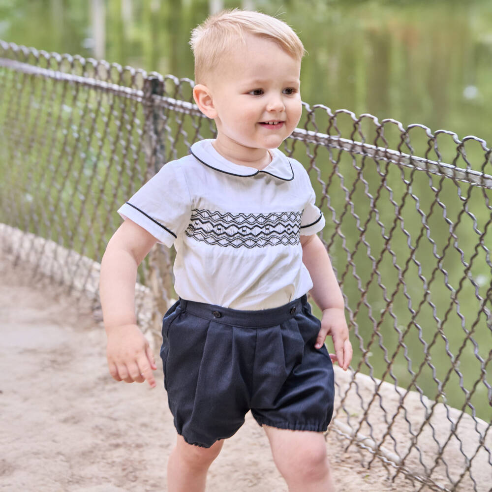 Kidiwi-Boys Classic Blue & White Ensemble | Childrensalon Outlet