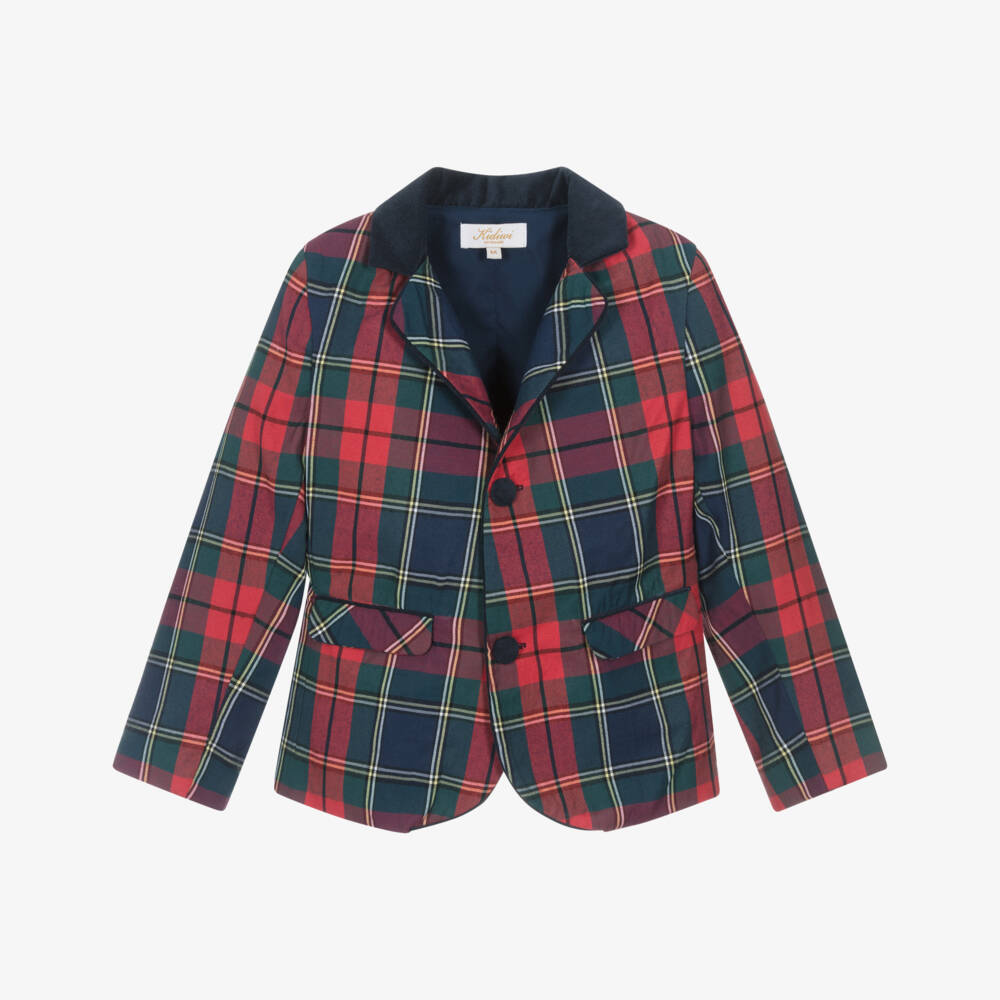 Kidiwi-Boys Classic Red Tartan Blazer | Childrensalon Outlet
