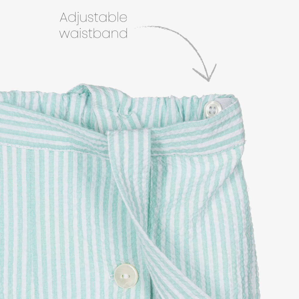 Kidiwi-Зеленый и белый хлопковый ансамбль для мальчиков | Childrensalon Outlet