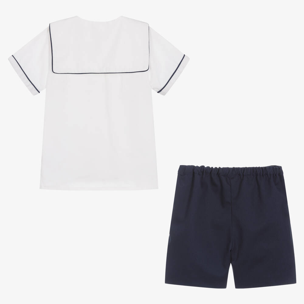 Kidiwi-Boys Ivory & Blue Sailor Suit | Childrensalon Outlet