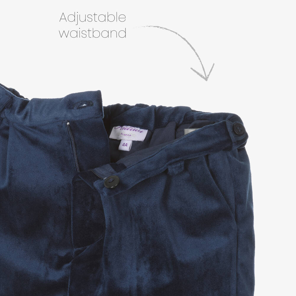 Kidiwi-Boys Ivory & Navy Blue Velvet Shorts Set | Childrensalon Outlet