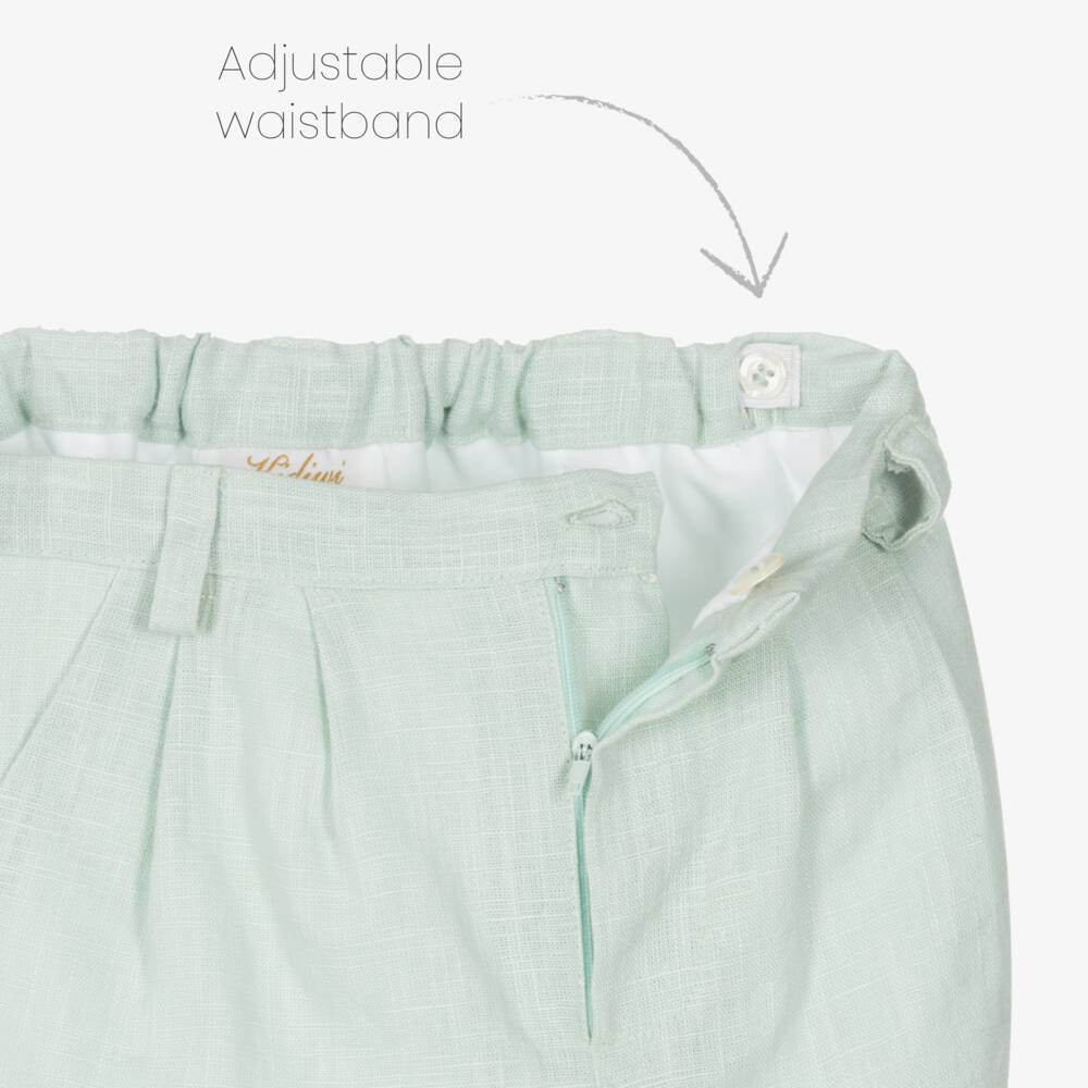 Kidiwi-Boys Mint Linen Shorts Ensemble | Childrensalon Outlet