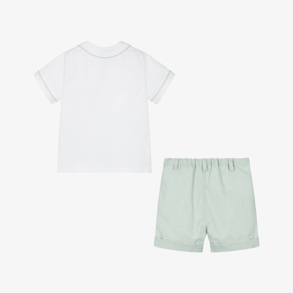 Kidiwi-Boys Mint Linen Shorts Ensemble | Childrensalon Outlet
