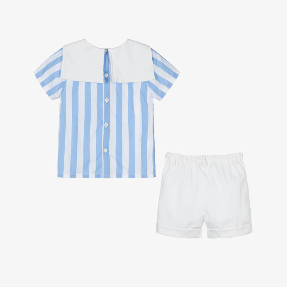 Kidiwi-Boys Nautical Blue Cotton Ensemble | Childrensalon Outlet