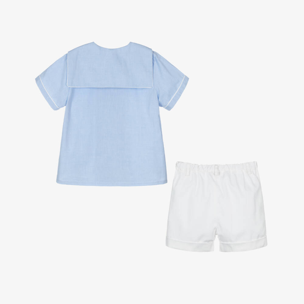 Kidiwi-Boys Nautical Blue Shorts Ensemble | Childrensalon Outlet