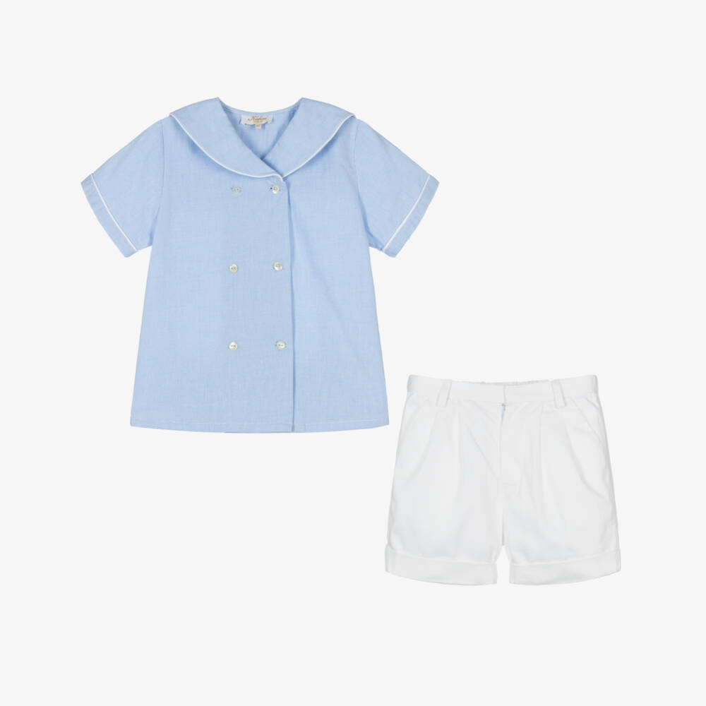 Kidiwi-Boys Nautical Blue Shorts Ensemble | Childrensalon Outlet