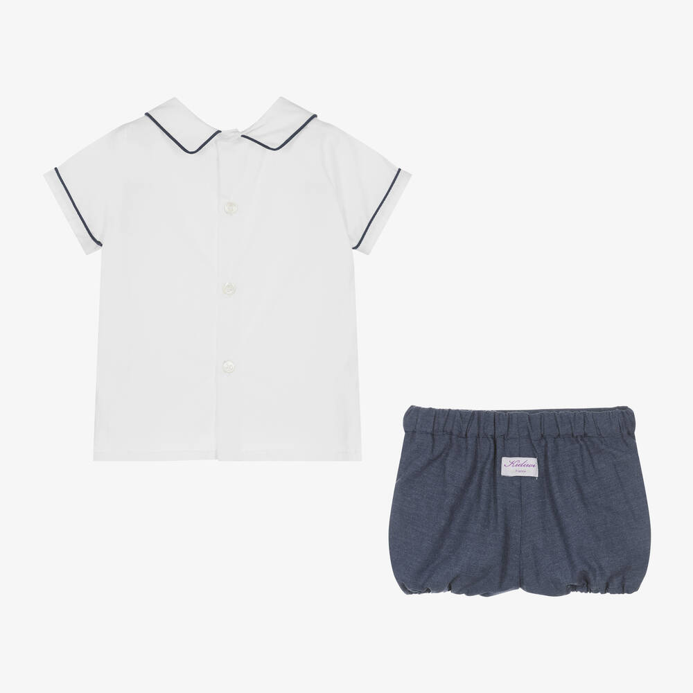 Kidiwi-Boys Navy Blue Cotton Shorts Set | Childrensalon Outlet