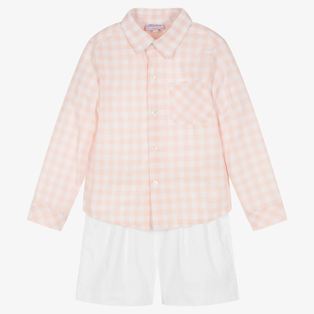 Kidiwi - Baumwoll-Top & Shorts Set rosa/weiß | Childrensalon