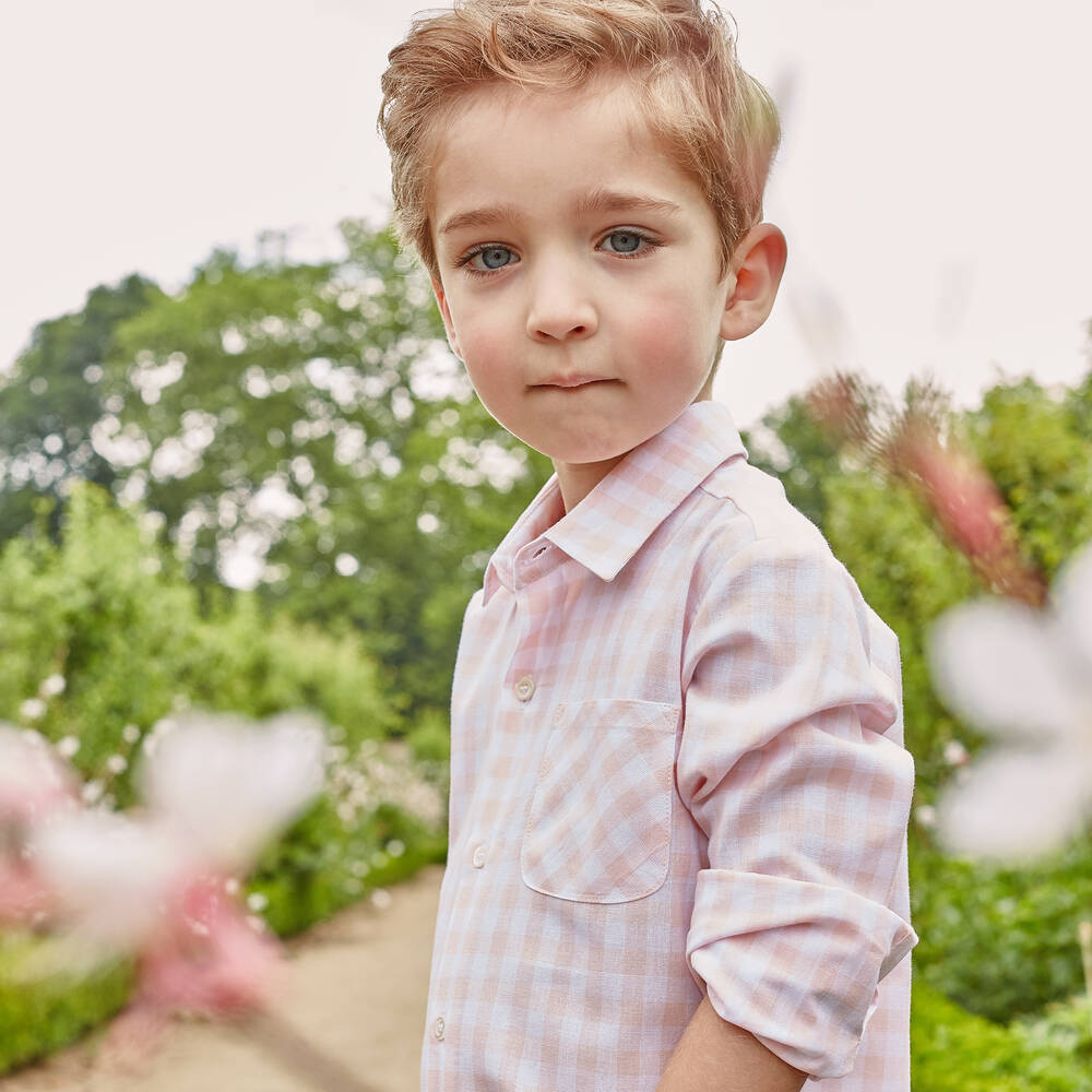 Kidiwi-Boys Pink & White Cotton Shorts Set | Childrensalon Outlet